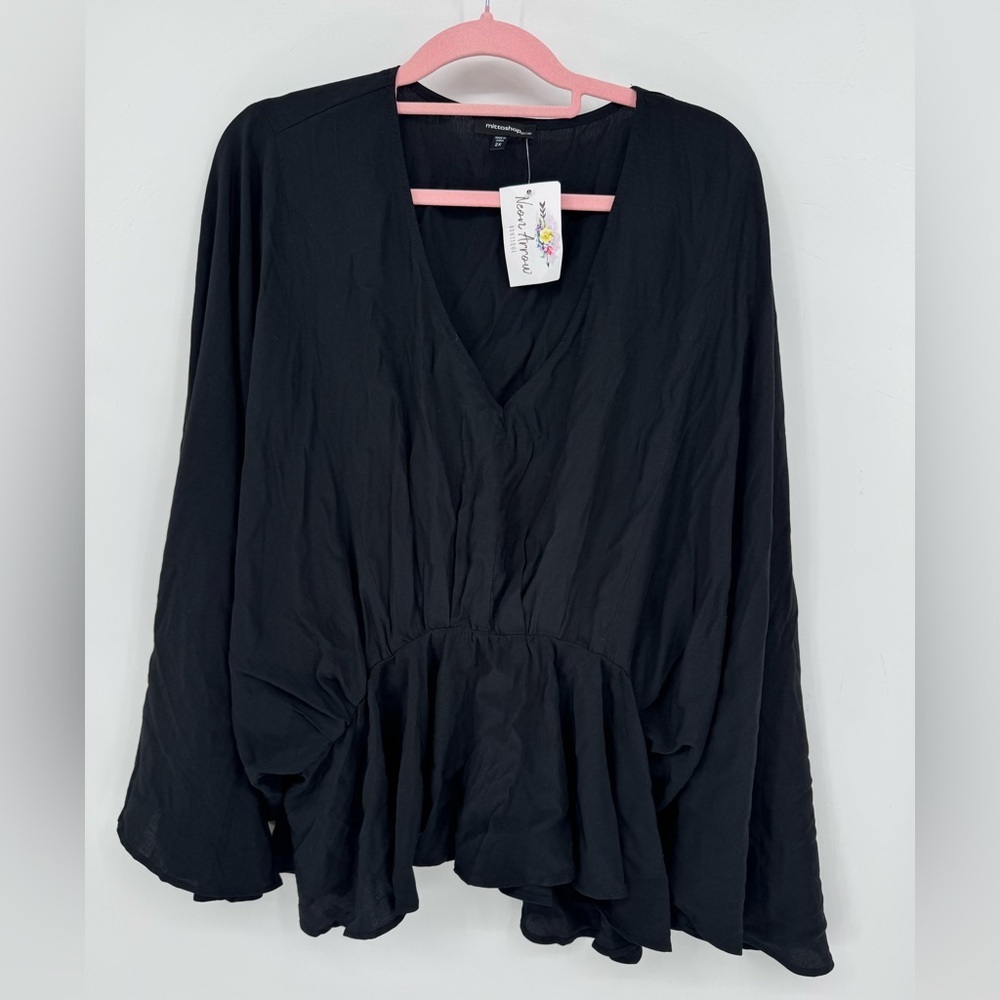 Mittoshop Women's Boutique Black Flowy Blouse NWT Plus Size 2X